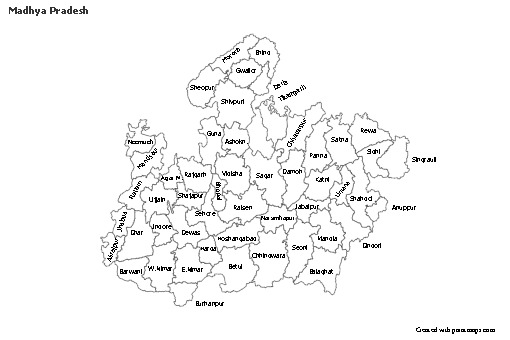Madhya Pradesh için Örnek Haritalar (siyah-beyaz)