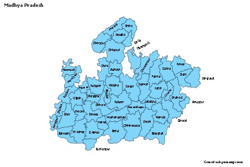 Madhya Pradesh için Örnek Haritalar (mavi)