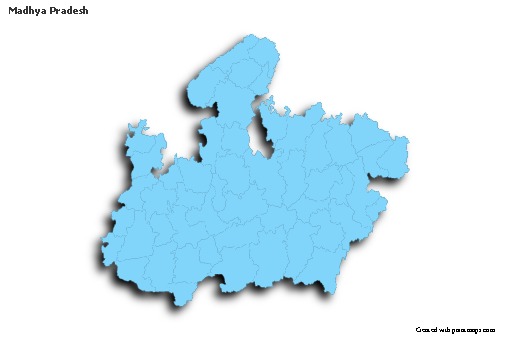 Madhya Pradesh için Örnek Haritalar (mavi,anahat,gölgeli)