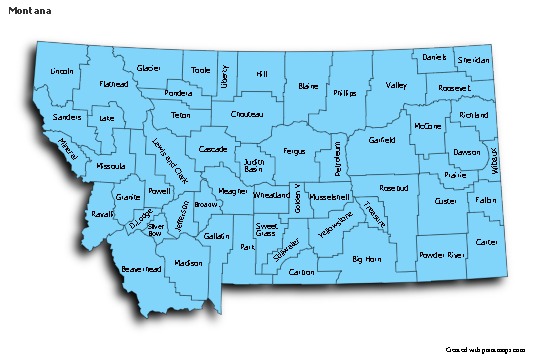 Sample Maps for Montana (blue,shadowy)