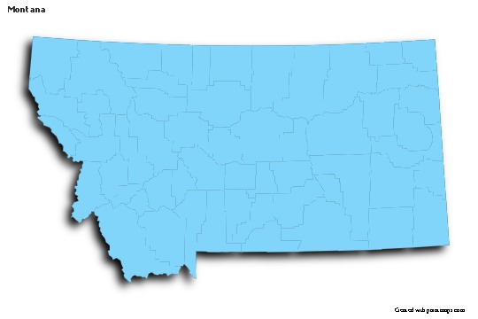 Sample Maps for Montana (blue,outline,shadowy)
