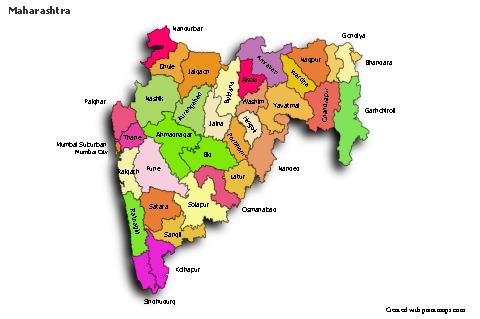 Mapas de muestra para Maharashtra (coloreado,sombrío)