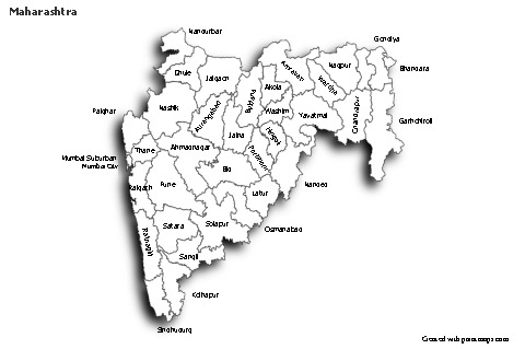 Mapas de muestra para Maharashtra (blanco-negro,sombrío)