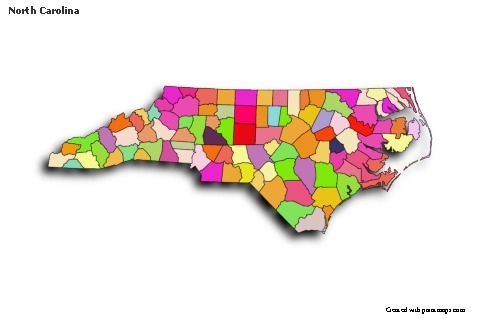 Mapas de muestra para Carolina del Norte (coloreado,sombrío)