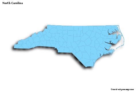 Mapas de muestra para Carolina del Norte (azul,contorno,sombrío)