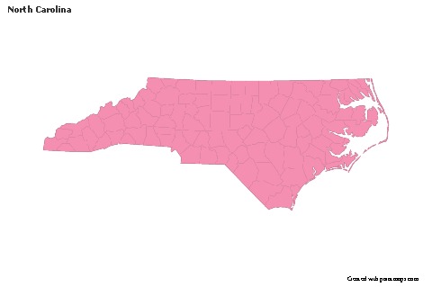 Mapas de muestra para Carolina del Norte (rosa,contorno)