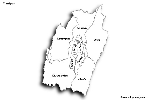 Manipur için Örnek Haritalar (siyah-beyaz,gölgeli)