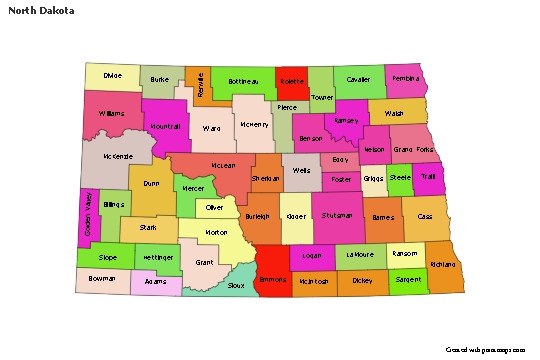Sample Maps for North Dakota (colored)