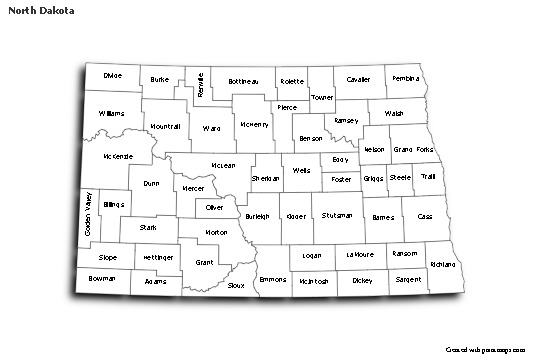 Sample Maps for North Dakota (black-white,shadowy)