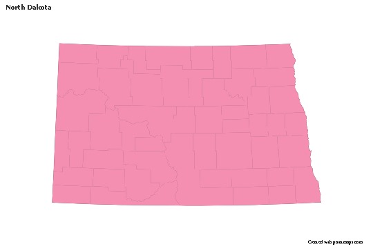 Sample Maps for North Dakota (pink,outline)