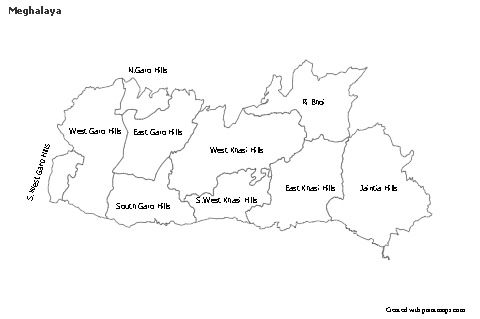 Meghalaya için Örnek Haritalar (siyah-beyaz)