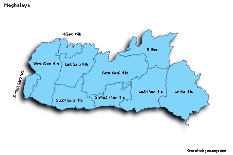 Meghalaya için Örnek Haritalar (mavi,gölgeli)