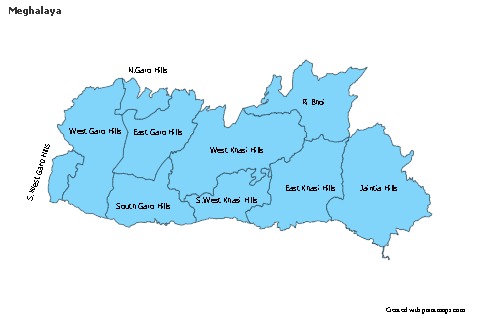 Meghalaya için Örnek Haritalar (mavi)
