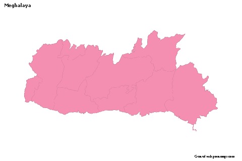 Meghalaya için Örnek Haritalar (pembe,anahat)
