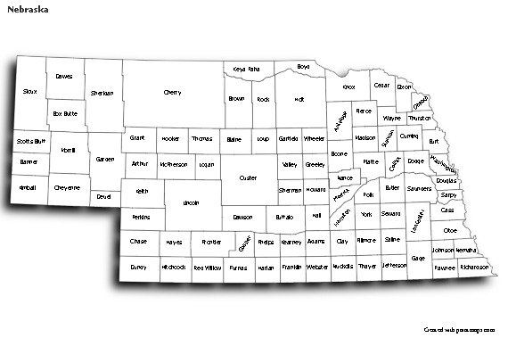 Sample Maps for Nebraska (black-white,shadowy)