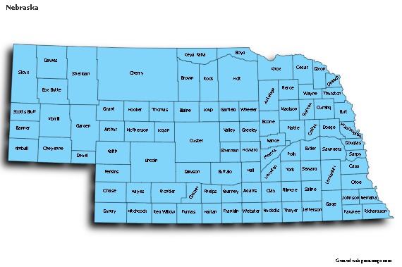 Sample Maps for Nebraska (blue,shadowy)