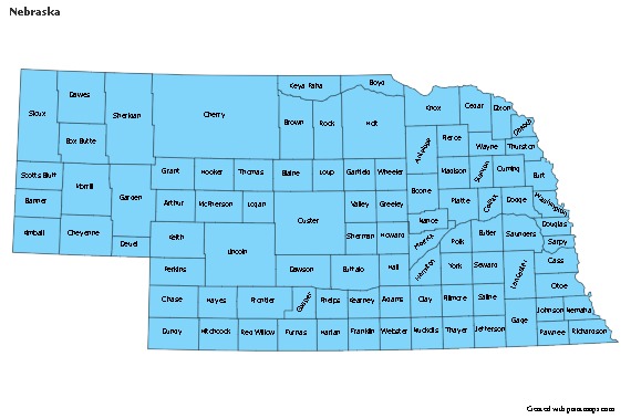 Sample Maps for Nebraska (pink,outline)