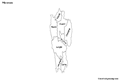 Mizoram için Örnek Haritalar (siyah-beyaz)