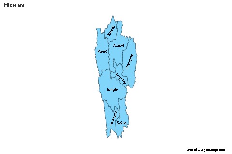 Mizoram için Örnek Haritalar (mavi)