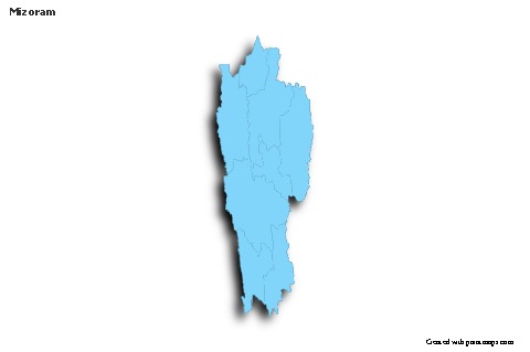 Mizoram için Örnek Haritalar (mavi,anahat,gölgeli)