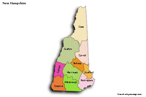 Mapas de muestra para New Hampshire (coloreado,sombrío)