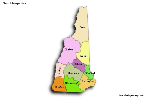 Mapas de muestra para New Hampshire (coloreado)