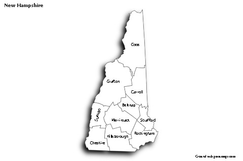 Mapas de muestra para New Hampshire (blanco-negro,sombrío)