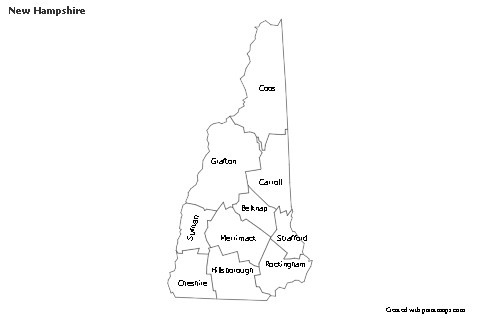 Mapas de muestra para New Hampshire (blanco-negro)