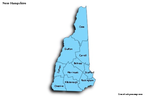 Mapas de muestra para New Hampshire (azul,sombrío)