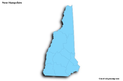 Mapas de muestra para New Hampshire (azul,contorno,sombrío)