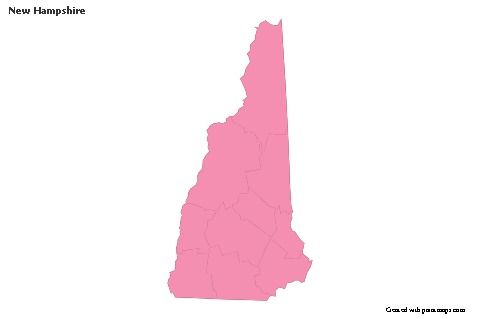 Mapas de muestra para New Hampshire (rosa,contorno)