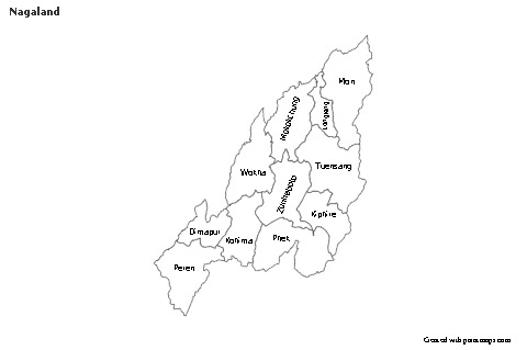 Nagaland için Örnek Haritalar (siyah-beyaz)