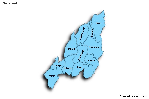Nagaland için Örnek Haritalar (mavi,gölgeli)