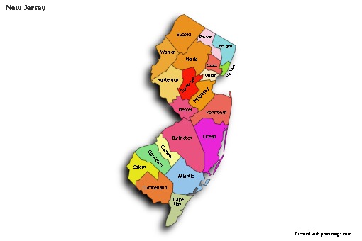 Sample Maps for New Jersey (colored,shadowy)