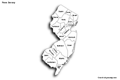 Sample Maps for New Jersey (black-white,shadowy)