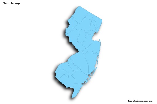 Sample Maps for New Jersey (blue,outline,shadowy)
