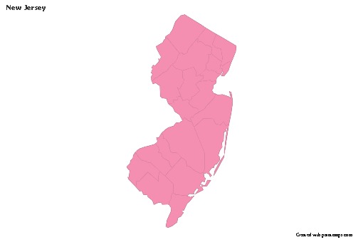 Sample Maps for New Jersey (pink,outline)