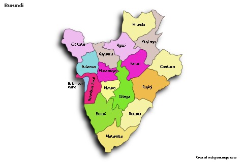 Sample Maps for Burundi (colored,shadowy)