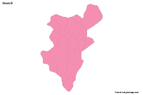 Contoh Peta untuk Denizli (merah jambu,garis besar)