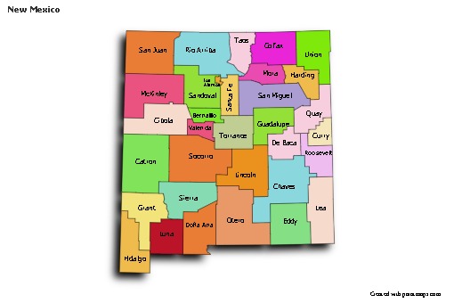 Sample Maps for New Mexico (colored,shadowy)