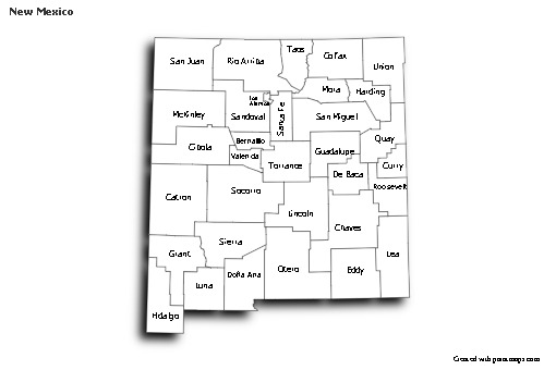 Sample Maps for New Mexico (black-white,shadowy)