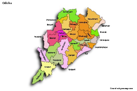 Odisha için Örnek Haritalar (renkli,gölgeli)