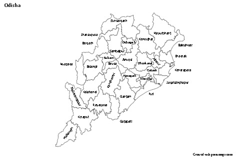 Odisha için Örnek Haritalar (siyah-beyaz)