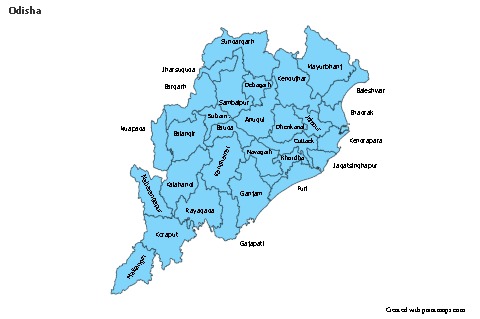 Odisha için Örnek Haritalar (mavi)