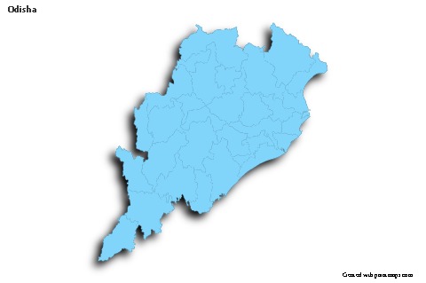 Odisha için Örnek Haritalar (mavi,anahat,gölgeli)