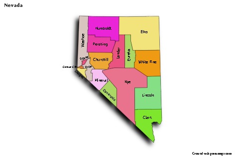 Sample Maps for Nevada (colored,shadowy)