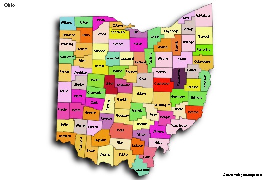 Sample Maps for Ohio (colored,shadowy)