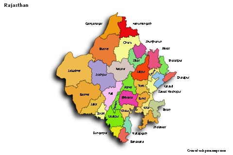 Rajasthan için Örnek Haritalar (renkli,gölgeli)