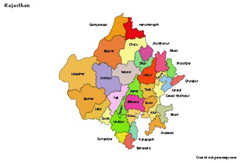 Rajasthan için Örnek Haritalar (renkli)