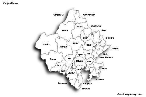 Rajasthan için Örnek Haritalar (siyah-beyaz,gölgeli)